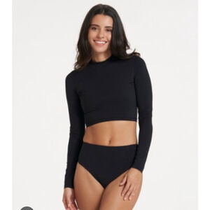 Prana Black Long Sleeve Bikini Set